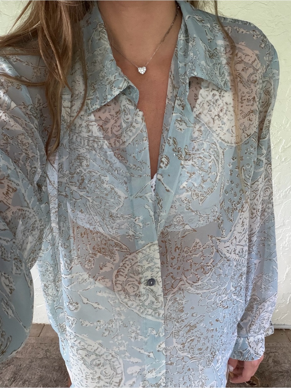 Jordan size XL sheer long sleeve blouse - Picture 2 of 5